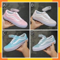 OBRAL SEPATU VANS OLDSKOOL WANITA CREAM BIRU PINK SNEAKERS VANS MURAH