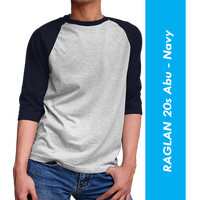 Tshirt/ Kaos Polos / Raglan / Cotton 20s / Ukuran M
