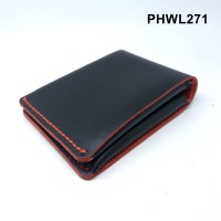 Dompet kulit asli design unik hitam merah simple wallet - PHWL271