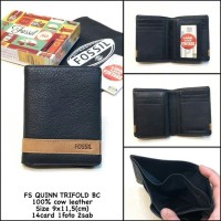 Dompet Kulit Pria Fossil Quinn Trifold BC Replica, Super Premium