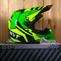 helm KYT Cross Over Super Fluo Yellow - Green onderdil murah