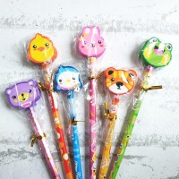 Pensil /Pencil 2B BIG dengan Penghapus Karakter Hewan Lucu