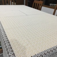 taplak meja makan putih bordir premium elegan persegi panjang 225x15