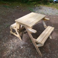 Meja Kursi Lipat Kursi Magic Kayu Jati Non Finishing