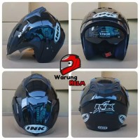 Helm Double Visor SNI Model INK T1/cx22 warna Hitam Metalik