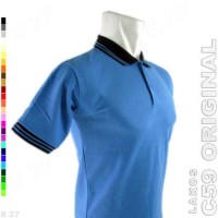 C59 Original K2-36 Baju Kaos Kerah Cowo Lakos Polos Biru Muda