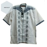 Baju Koko pria Koko Dewasa Syahdika Putih Motif Bordir Size XL KDN 80