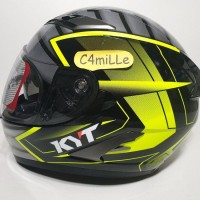 HELM KYT FALCON 2 ARMOUR BLACK YELLOW FLUO DOUBLE VISOR FULL FACE