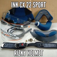 Busa helm ink cx22 sport, kaca Ori ink cx22, baut mur, lis, tali helm