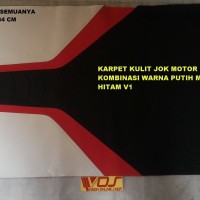 KARPET KULIT JOK MOTOR TEBAL KOMBINASI WARNA PUTIH MERAH HITAM V1