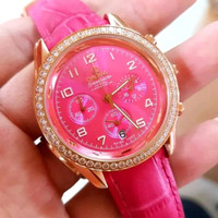 Jam Tangan Wanita Omega Sea Master Diamond Pink Leather