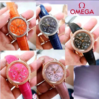 Jam Tangan Wanita Omega Sea Master Diamond Leather