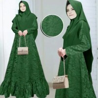 GAMIS GAUN PESTA AURA BRUKAT BROKAT SYARI SET KHIMAR