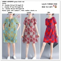 Mini Dress Casual Santai Wanita Korea Import AB935993 Merah Red Green
