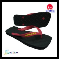 Sandal Swallow Premium Spectrum Pria Black Tali Merah - Hitam, 38