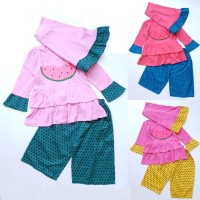 Baju Muslim Anak Perempuan Nezumi Kaos Semangka Celana Kulot Katun