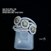 Cincin Emas Putih Model Mata 3 Berlian Yellow Fancy Fashion Micro
