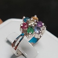 C899 Cincin 7 warna intan berlian zamrud ruby safir topas kecubung