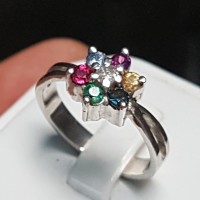 C900 Cincin 7 warna intan berlian zamrud ruby safir topas garnet