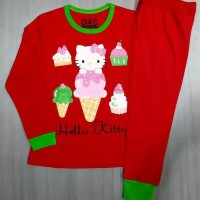Baju tidur/ piyama anak karakter Hello Kitty Ice merah 1 sd 6 thn