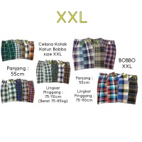Celana Pendek Santai Besar Katun Motif Kotak Karet Bobbo XXL dan XXXL