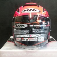 HELM HALF FACE INK DYNAMIC SERI 2 RED FLUO/BLACK