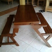 Kursi & Meja Lipat Bangku Kayu Jati Untuk Kafe - Resto - Cafe