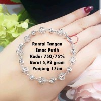 Gelang rantai bulat bulat emas putih karar 750