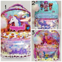 Tas Hologram Sequin LOL Ransel Sekolah Justice Unicorn Import
