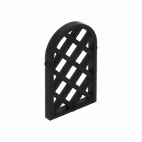LEGO Set of 2 LBG Windows 1 x 2 x 2 2//3 Rounded Top Black Diamond Lattice Pane