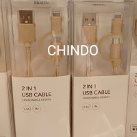 KABEL DATA IPHONE 2 IN 1 KNITTED USB CABLE MINISO