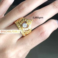Cincin mahkota sirkon emas mutiara air laut asli lombok