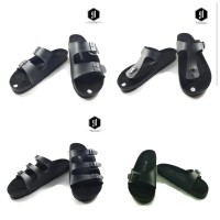 Sandal Casual Kulit - BIG SIZE - Pria Wanita - Birken FULLBLACK