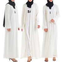 2019 Musim Semi Abaya Wanita Renda Maxi Terbuka Cardigan Muslim Islam