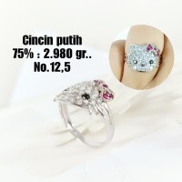 Cincin Hello Kitty Emas / Mas Putih 75% Berat 2.980 Gram No.12,5..
