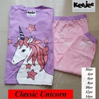 Baju Tidur Anak Gambar Motif Unicorn Pink Lucu Piyama Anak 8-10 Tahun