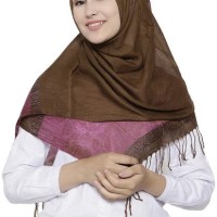 jilbab wanita pashmina katun bagus tidak panas wrna coklat gradasi