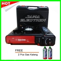 Kompor Portable Happy Home 2 in 1 (Gas Kaleng & Elpiji) + 2 Gas Kaleng