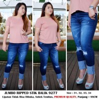 9277 JUMBO JEANS WANITA RIPPED STIK BALIK Bigsize Skinny Stret Limited