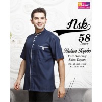 Baju koko dewasa lengan pendek bahan toyobo polos ori Nibras NSK 58