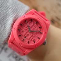 Jam Tangan Pria / Wanita Murah Adidas Logos Rubber Pink Fanta