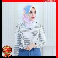 Kaos Salur Dewasa Lengan Panjang / Baju Kaos Wanita 453 - Hitam