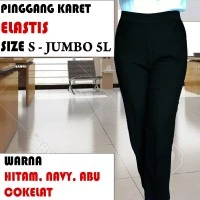 Pinggang Karet Celana Kerja / Kantor / Wanita Panjang (S - Jumbo 5L)