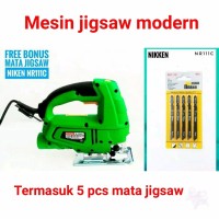 mesin jigsaw MODERN dan 5 pcs mata jigsaw mesin gergaji jig saw mode