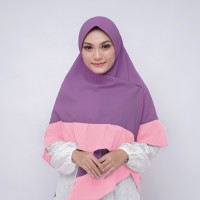 Jilbab Pad Segitiga Instan Kombinasi Ungu Lavender - Pink Muda