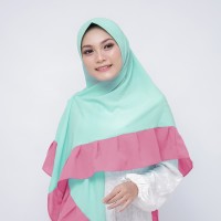 Jilbab Pad Segitiga Instan Kombinasi Hijau Mint - Pink Muda