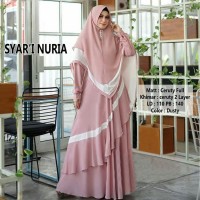 Nuria Gamis Syari Ceruti Polos Full Furing Set Khimar Terbaru Terlaris