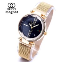 Sangat Laris Jam Tangan Wanita Gucci Magnet Tanggal Rantai - Hitam