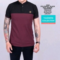 baju kaos pria kerah polos t shirt lengan pendek maroon hitam baju