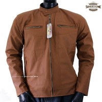 Fashion Baru Jaket Kulit Pria By Silverstone RFLA - Cokelat Muda Untuk
